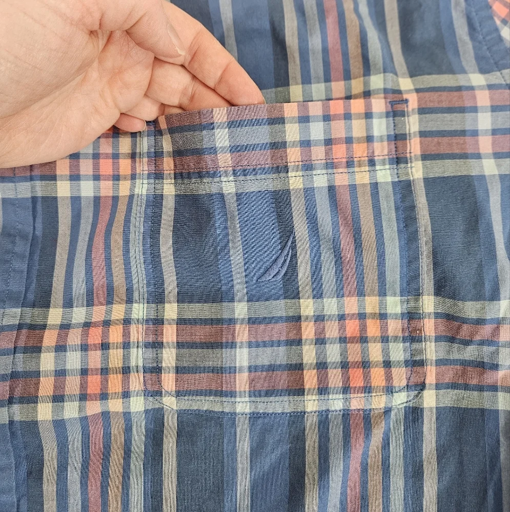 Nautica plaid button down short sleeve shirt men's size XXL